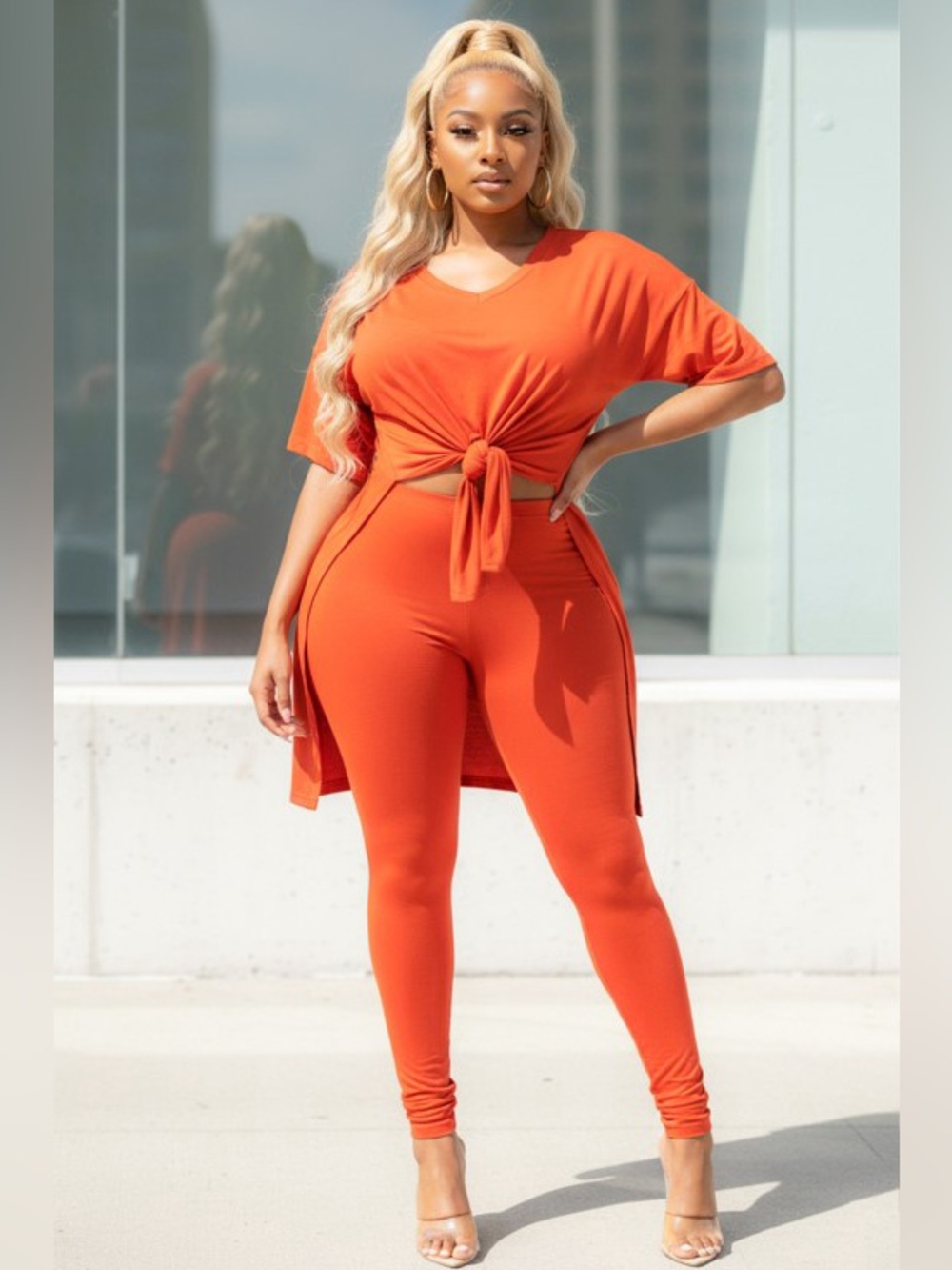 Women's leggings & Top Set (Rust)